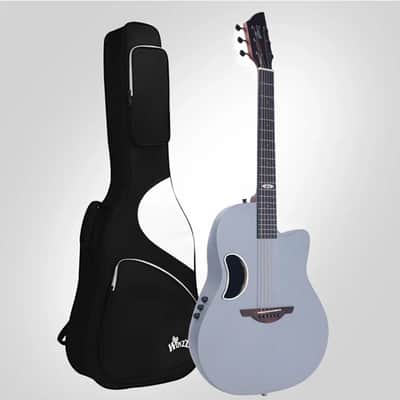 WINZZ AFO300C Solid Spruce Top With Carbon Fiber Back Acoustic Electric Guitar - Grey image 2