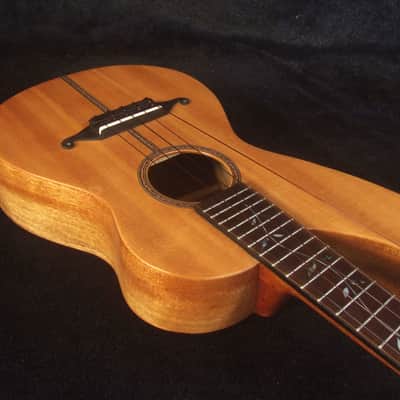 Handcrafted 5 String Harp Style Concert Ukulele, Solid Spruce, Mahogany, MOP Vine Inlay, Bruce Wei HU15-2002 image 9