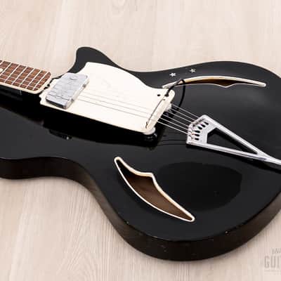 1960 Wandre Blue Jeans Vintage Aluminum Neck Hollowbody Guitar Black w/ Davoli Pickup, Case image 10