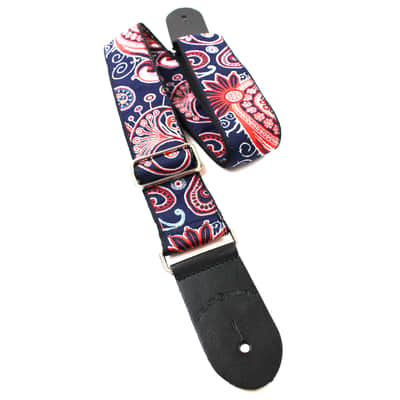 Walker And Williams JK-02 Vintage Modern Red, White & Blue Paisley Design With Chrome Hardware image 3