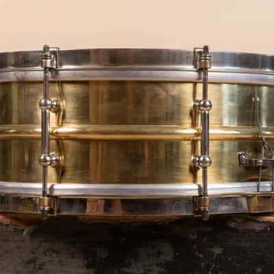 1930s Leedy 5x14 Polished Brass Reliance Snare Drum image 5