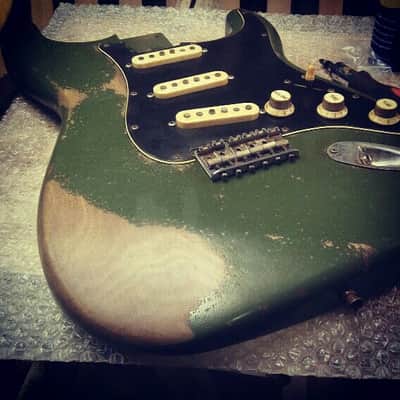 201707 :: Baldman's Relic "We Want You!" Stratocaster in Army Green :: Aged Vintage Roadworn image 7
