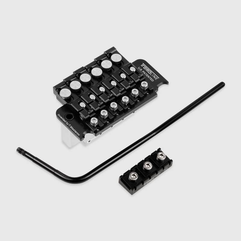 Tremoline FT36T-R3-BS Stainless Steel double locking tremolo + R3 (42.8mm) Locking Nut, Black