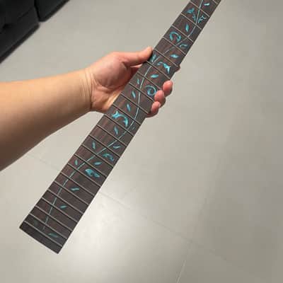 1 Reverse headstock floyd rose nut stainless steel 24 frets Maple guitar neck hole 10mm Lock nut Satin ibanez Rosewood fingerboard Blue Tree of Life inlay image 6