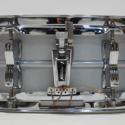 LUDWIG  B/O BADGE ACROLITE SNARE DRUM 14" x 5" No. 3076089 1970s - Matt Aluminium image 9