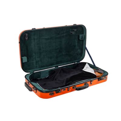 Crossrock Fiberglass Mandolin Violin Double Case-Fits A/F Style Mandolin and 4/4 Violin - Padded Straps, Interior Compartments, Fixed & Removable Padding-Includes TSA Lock-Orange image 10