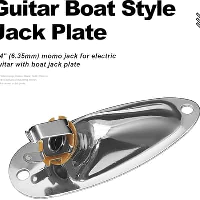 Guitar Input Jack Socket Plate Output Loaded Boat Style 1/4 Inch with Screws for Fender Stratocaster Strat St Mono Electric Guitar for Electric Guitar Replacement Parts (Chrome) image 2