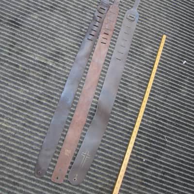 3 Vintage Leather Guitar Straps, Standard Size, One labeled Ernie Ball, Good Condition Leather Guitar Straps - Leather image 3