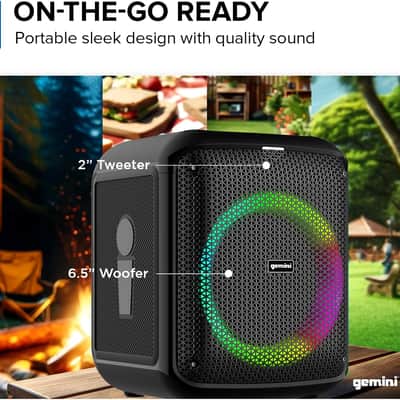 Gemini Sound GGO Series Portable Bluetooth Boomboxes with LED Party Lighting, TWS Pairing, Wireless Mic, and Rechargeable Battery - 100W 6.5" (GGO-650L) & 200W Dual 6.5" (GGO-2650L) image 2