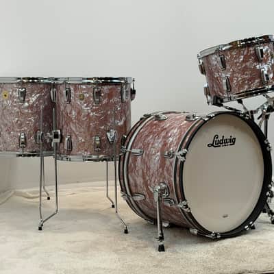 Ludwig 12/13/14/16/20 Classic Maple Drum Set - Exclusive Rose Marine Pearl image 2