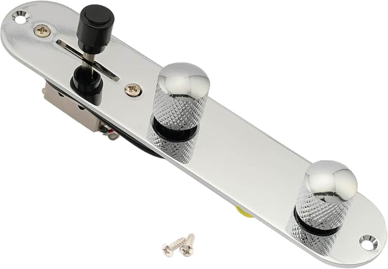 32mm Loaded Control Plate Pre-Wired 3-Way Control Plate with Wiring Harness for Fender Tele Telecaster Electric Guitar,Chrome image 1