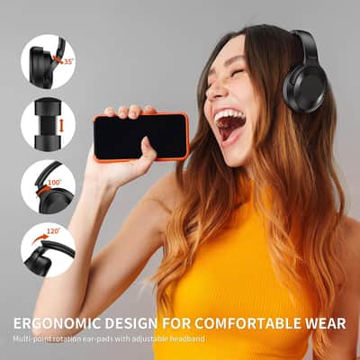 Noise Cancelling Headphones - 2024 Upgraded Wireless Over Ear Bluetooth Headphones Comfort Fit, 100H Playtime, Deep Bass, Active Noise Canceling, Crystal Clear Calls for Travel/Home/Office - Black image 4