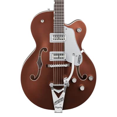 Gretsch G6118T Players Edition Anniversary Hollow Body with String-Thru Bigsby - Rosewood Fingerboard, Two-Tone Copper Metallic/Sahara Metallic image 1