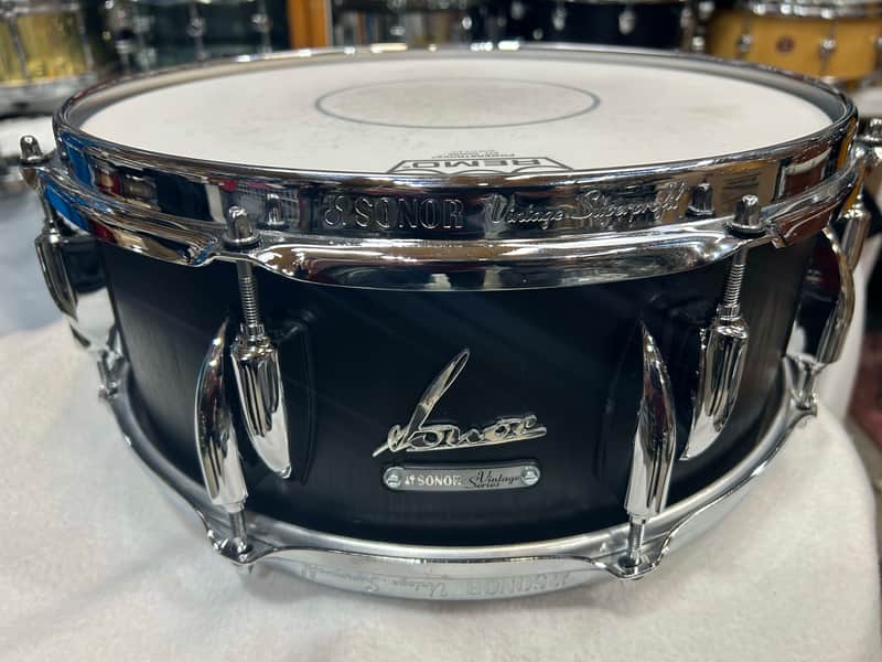 Sonor Vintage Series 5 3/4"X14" Snare Drum (314T-12184) new - Black Matte Lacquer image 1
