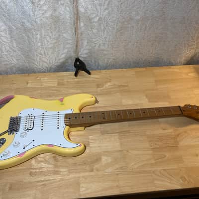 Custom Strat Relic Aged Pink Paisley Vintage White w/ Fender Bridge and Pickups image 24