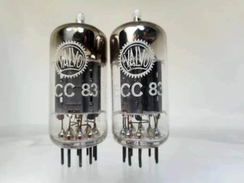 PAIR OF VALVO ECC83 LONG PLATES mC1 D8E 1958 image 1