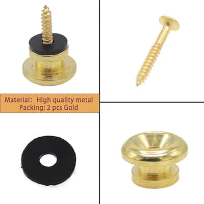 2pcs Gold Metal Guitar Strap Locks, Mushroom Style Guitar Strap Lock Buttons, Electric Guitar Strap Locks, Mushrooms Head Guitar Strap Button for Guitar Bass Ukulele image 3