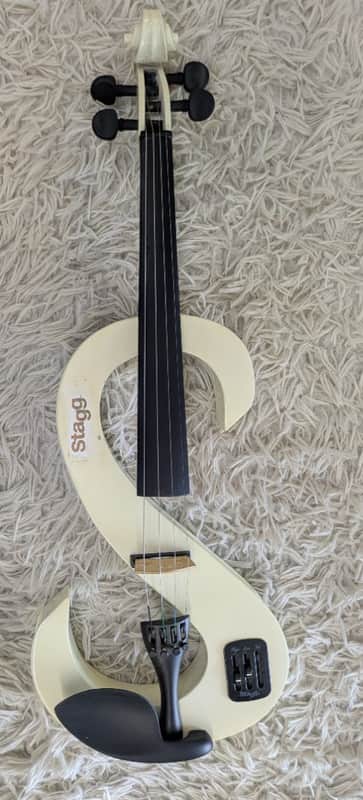 Stagg EVN 4/4/WH Snow White Electric Violin Package w/ Case, Headphones and MORE image 1