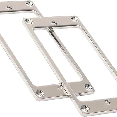 Metal Flat Electric Guitar Humbucker Pickup Ring, Frame Mounting Ring, Bridge Neck Pickups Cover Frame Replacement Part, Pack of 2 (chorme) image 2