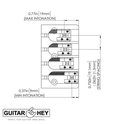 NEW Hipshot 5A4FM1AB 4 string A Style Fender Mount Aluminum Bass Bridge - BLACK image 2
