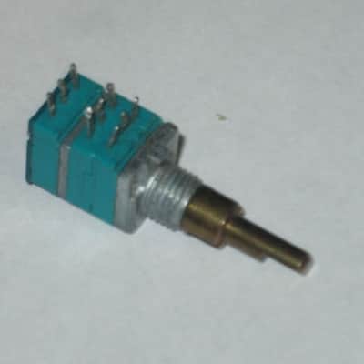 used (is fine & works) Boss MIDDLE / MID FREQ potentiometer [ upper part : 50 30C 04 5F / lower part: 10 4w 04 5F ] + nut and two piece knob (controls) taken off of MT-2 Metal Zone (pedal NOT included) 2000s / 2010 (teal rectangle shape, stacked) image 17