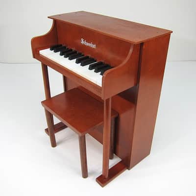 1960s Schoenhut Children's Toy Upright Piano Two Octave Near Mint Birch Cabinet & Matching Bench! image 15