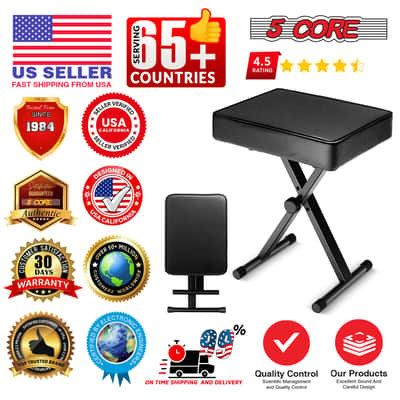 5 Core Keyboard Bench 3 Inch Padded Piano Stool Adjustable 20.5" Guitar Seat Heavy Duty Portable image 14