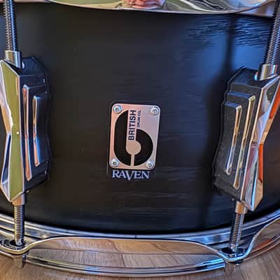 British Drum Company Raven 14x6" Birch / Ash 10-Lug Snare Drum 2025 - Present - Black Ash Satin image 1