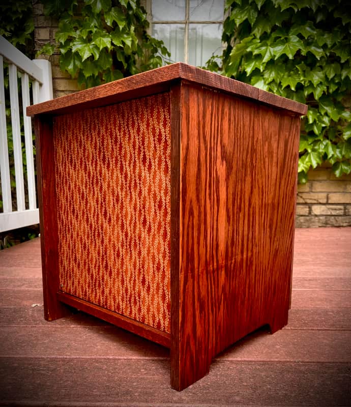Rotary Connection 1x12 loaded semi open oak guitar speaker cabinet. Vintage Pyle 12” 8 ohm speaker. Vintage unique MCM style. 2026 - Red Oak image 1
