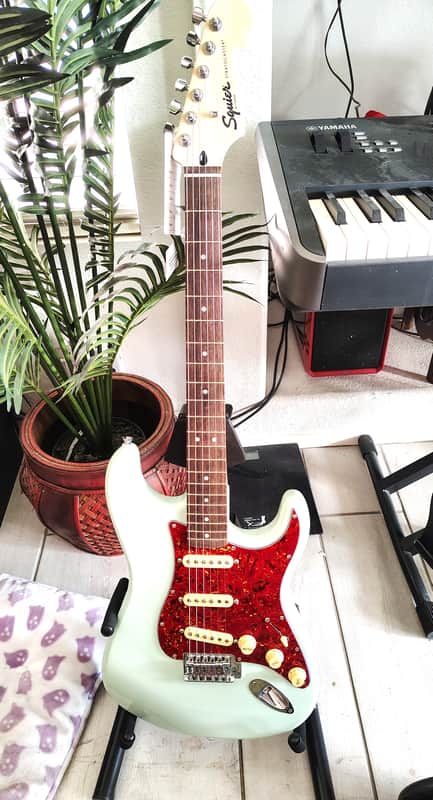 Fender Squire Stratocaster 2025-Surf Green-Red Tortoise image 1