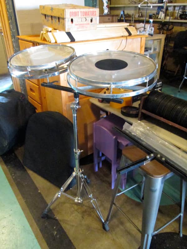 Remo Rototom rare 16 & 18" 2pc Set vinage tom drums tunable percussion w/mounts & stand image 1