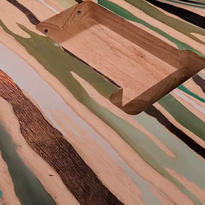 Franchin Guitars Stratocaster body - colorful Wood Grain Green Oil Paint and Bronze Metallic Leaf Swamp Ash image 8