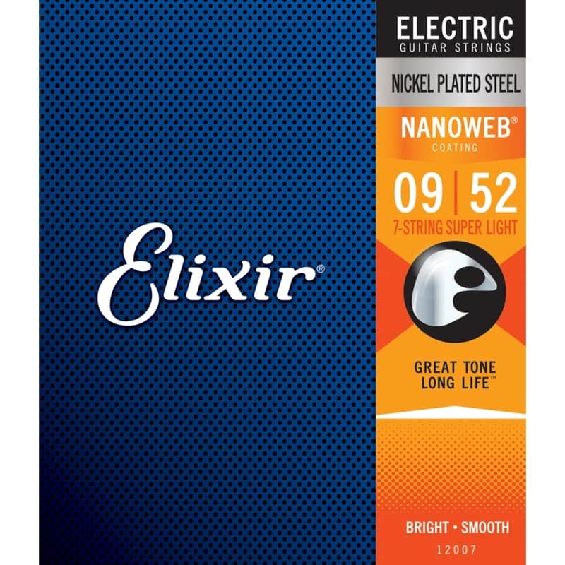 Elixir 12007 Nanoweb 7-String Electric Guitar Strings - Super Light (9-52) image 1