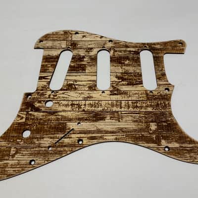 raw barnwood pattern laser engraved wood pickguard for Stratocaster relic image 1