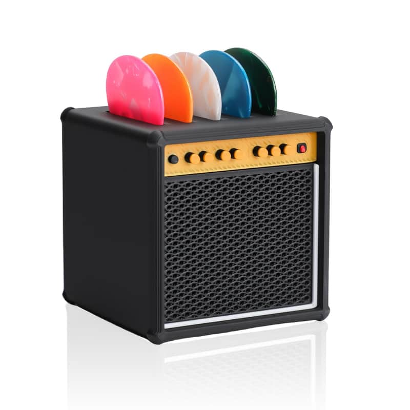 Guitar Picks Holder Box, Guitar Pick Display Holder, Amp Speaker Styled Pick Holder With 5 Celluloid Guitar Picks, Guitar Pick Storage Box Set For Guitar Players And Music Enthusiasts image 1