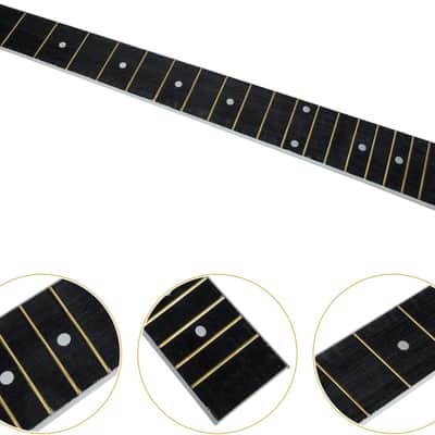 Acoustic Guitar Fretboard Guitar Neck Replacement Wood Guitar Fingerboard Folk Guitar Fretboard Unfinished Parts for DIY Electric Acoustic Guitar Accessory 38inch Black Guitar Accessory image 3