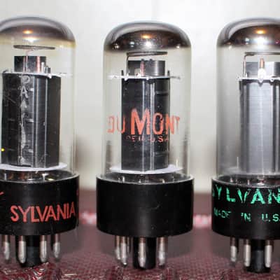 SYLVANIA 6V6GTA VT107 TIGHT MATCH TRIO BLACK PLATE HALO GETTER TEST NOS++ VINTAGE 1960'S image 1