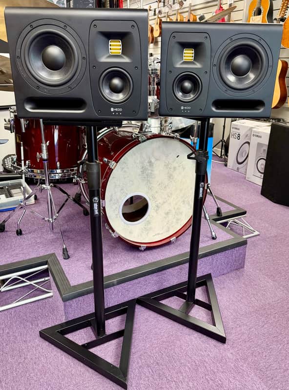 HEDD Audio Type 20 Mk2 High Quality Active Studio Monitors inc Adam Hall Adjustable Height Stands (Pair) - Black image 1