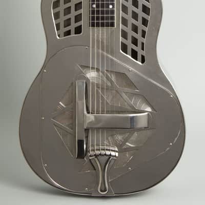 National  Style 1 Tricone Squareneck Resophonic Guitar (1931), ser. #2376, black tolex hard shell case. image 3