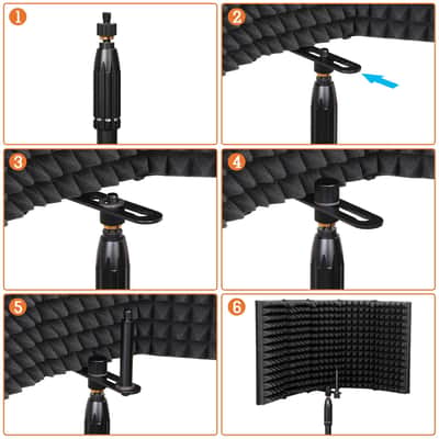 Microphone Isolation Shield Foldable Absorbing Foam Reflector Folding Panel + Pop Filter image 4