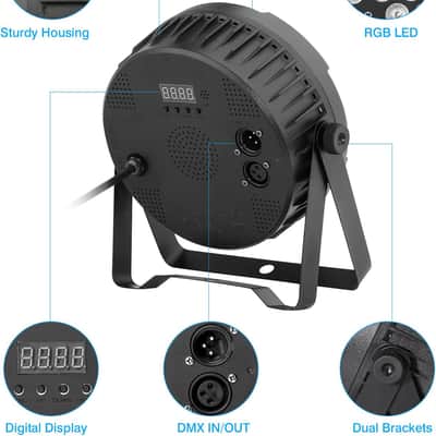 LED Stage Par Lights - 36W RGB Color DJ Par Can Lights 2 Pack Sound Activated with Remote DMX Control Uplights for Events Wedding Party Christmas Halloween Music Dance Live Shows Church and Club image 5