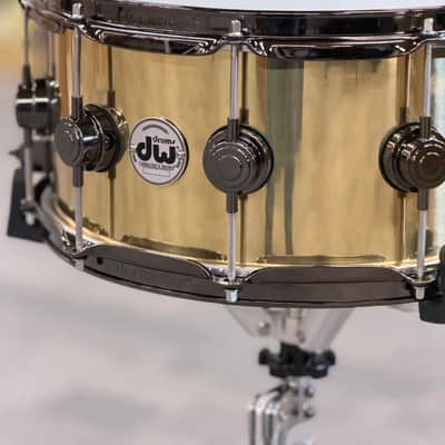 DW COLLECTOR'S 14X6.5 BELL BRASS SNARE DRUM BLACK NICKEL HW B STOCK image 3