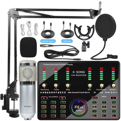 Sound Card Mobile Phone Bluetooth K Song Microphone Condenser Wireless Microphone Sound Card Dedicated Full Set image 13