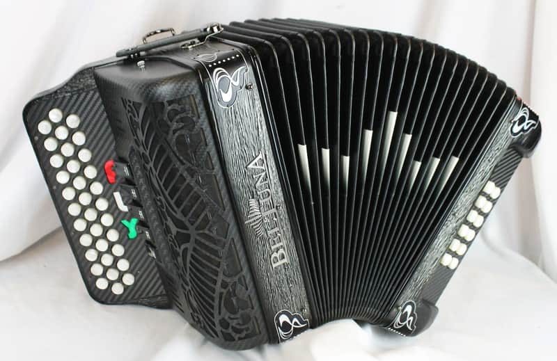 NEW Antique Silver Beltuna "Azteca" Cuadro Vivo Diatonic Button Accordion LMM 34 12 FBbEb Fa image 1