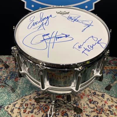 Eric Singer's KISS, David Frangioni Collection, Pearl 14x6.5" "Mirror Ball" Free Floater Snare Drum, Signed by all members of KISS! image 5