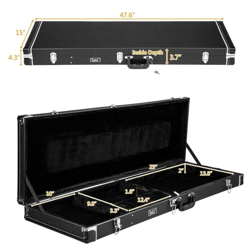 New Glarry Cases Hard-Shell Wood Case for Electric Bass Guitars With Lockable Keys image 1