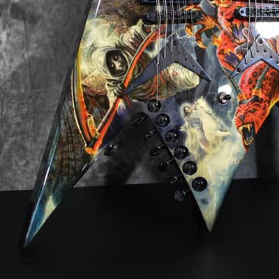 Dean Signature Dave Mustaine Megadeth DIADEM Double Neck Flying V Guitar Revelation Beast Graphic w Case image 2