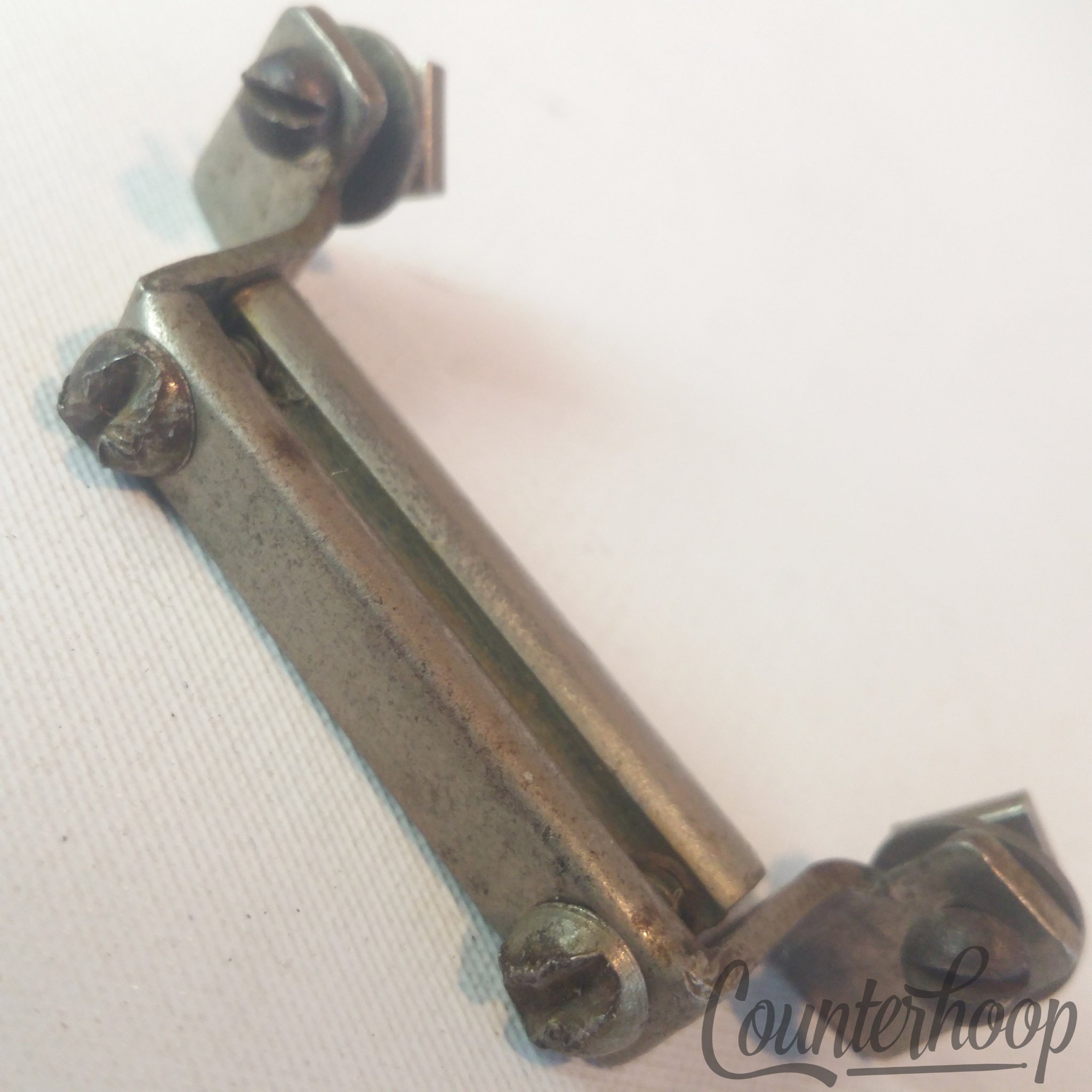 Leedy Snare Drum Butt Plate 1 7/8" Half-Circle Clamp Nickel Vintage USA 20s* - Fair / 6.95/24.95 — main photograph