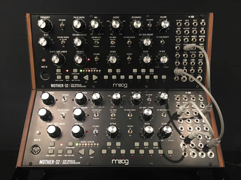 Moog Mother-32 (2x) w/ 3-Tier Stand & 19 Patch Cables image 1