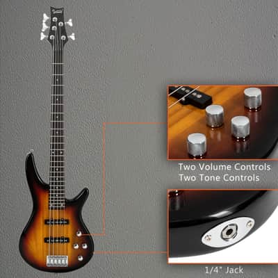 Glarry GIB Electric 5 String Bass Guitar Full Size SS Pick-up Sunset image 8